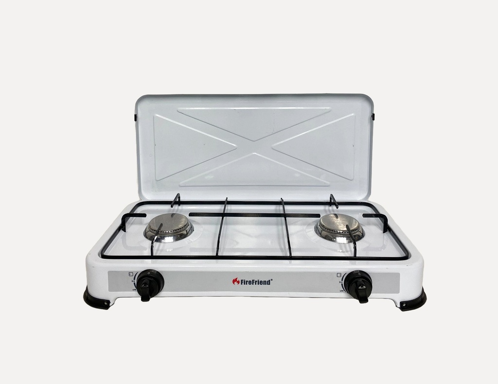 Portable Two-Burner Gas Stove with Lid