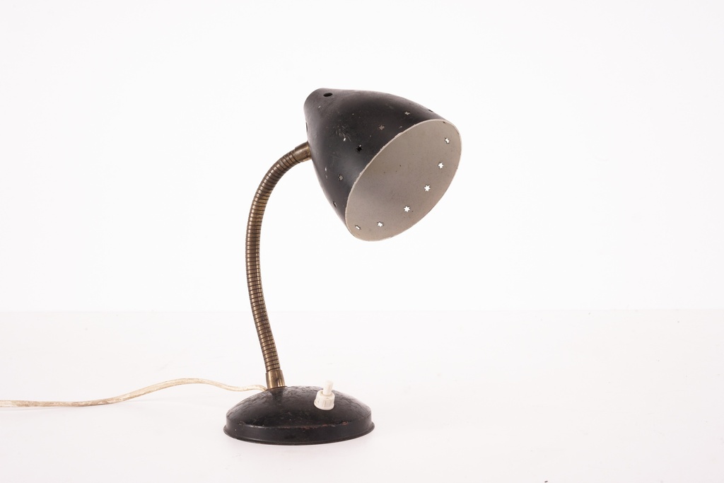 Mid-Century Black Gooseneck Desk Lamp with Star Cutout Shade