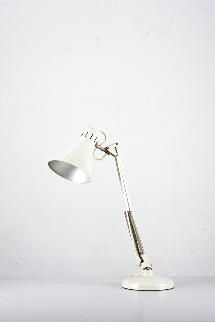 Vintage White Steel Task Lamp with Adjustable Arm