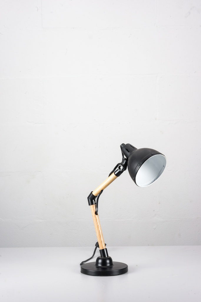 Modern Black and Wood Desk Lamp