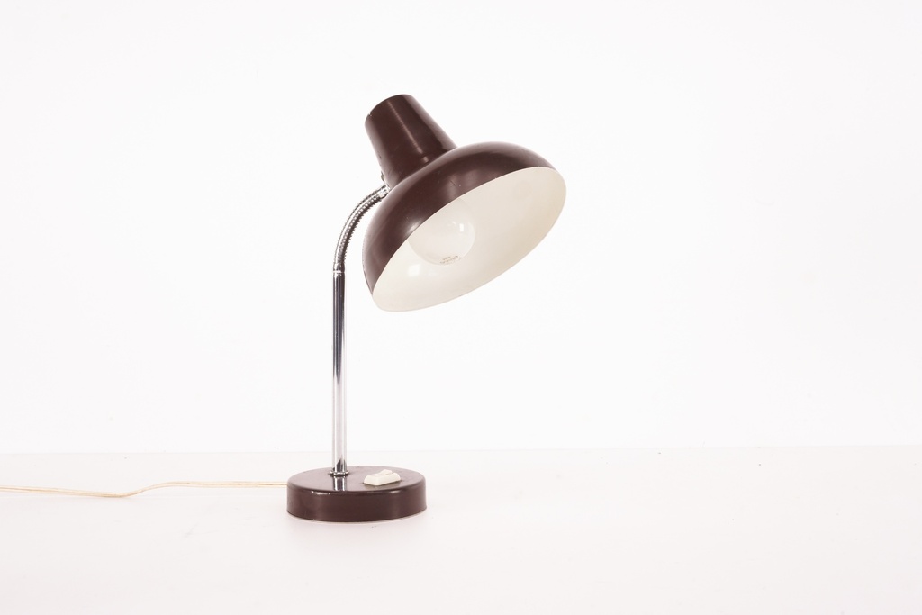 Vintage Brown Adjustable Desk Lamp with Chrome Arm