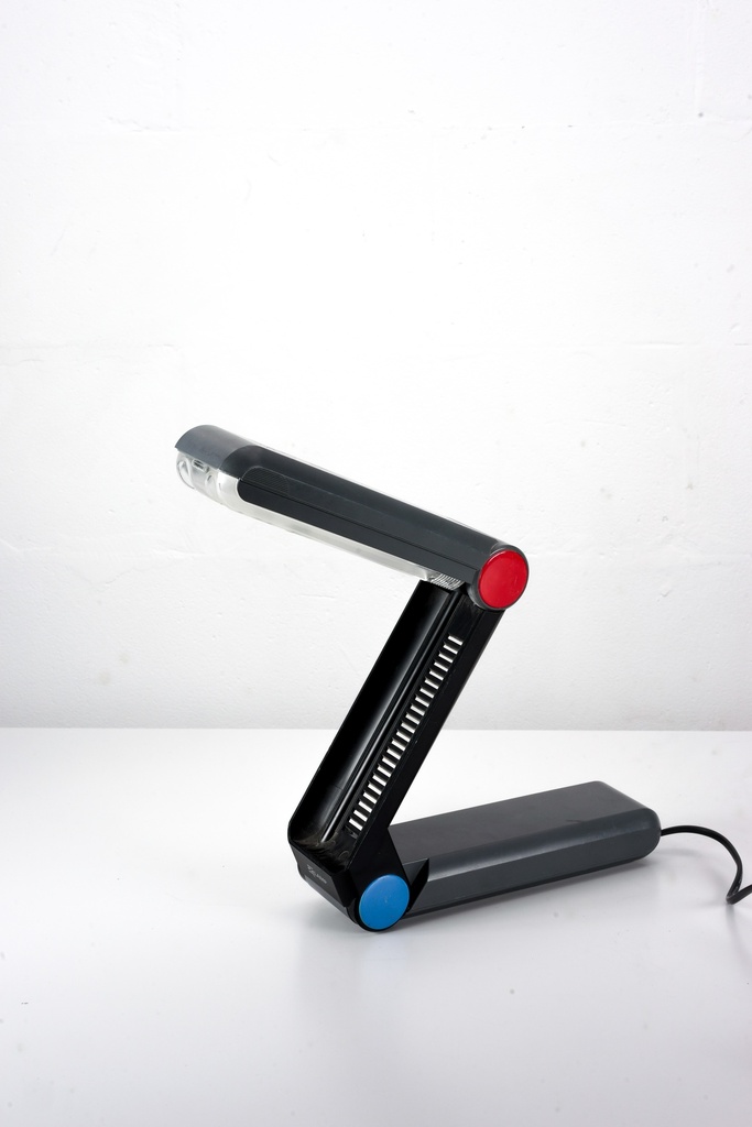Modern Z-Shaped Desk Lamp with Red and Blue Accents