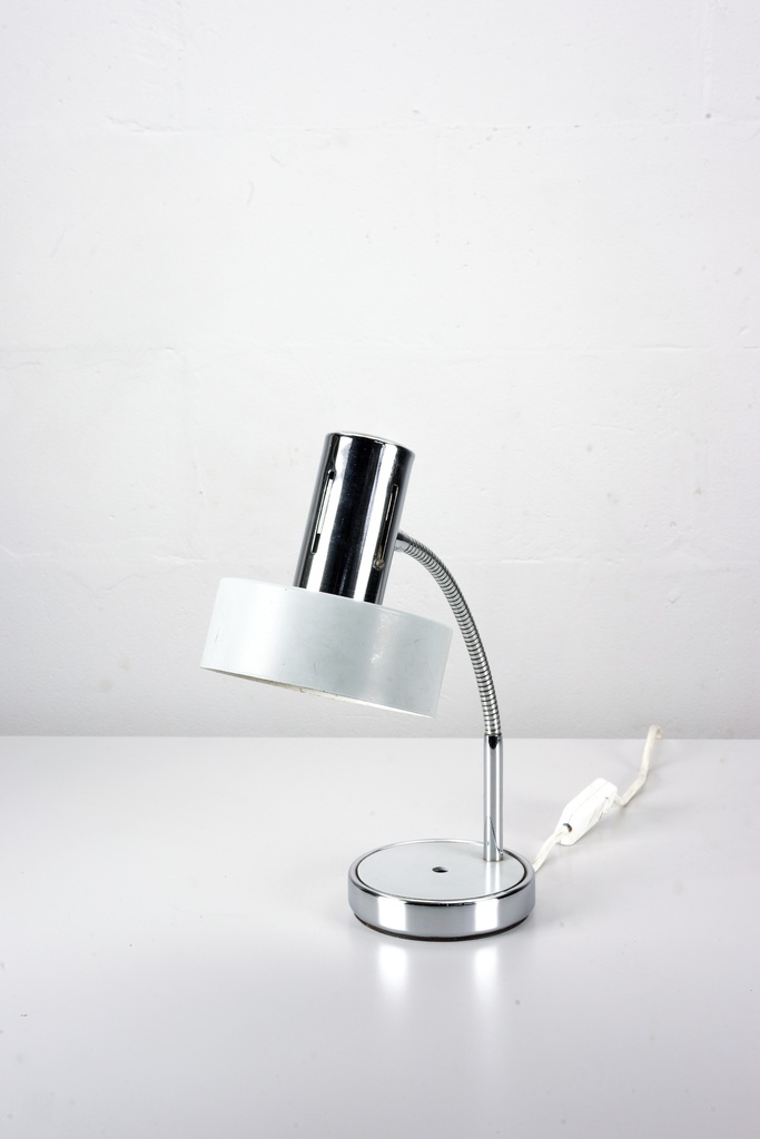 Vintage Chrome Gooseneck Desk Lamp with White Shade