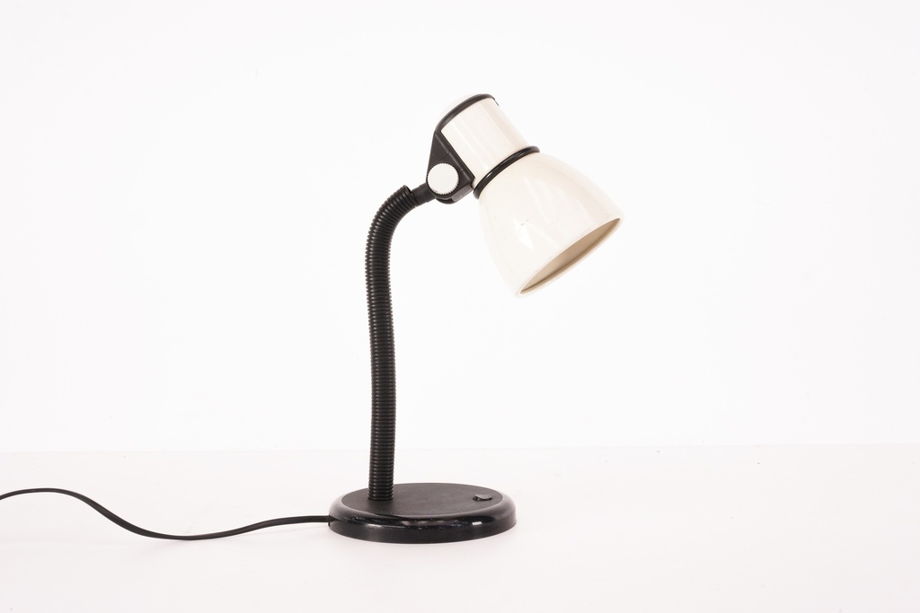 Mid-Century Black and White Gooseneck Desk Lamp