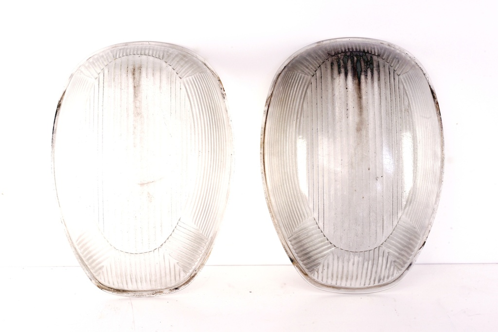 Vintage Ribbed Glass Serving Platters Set of Two