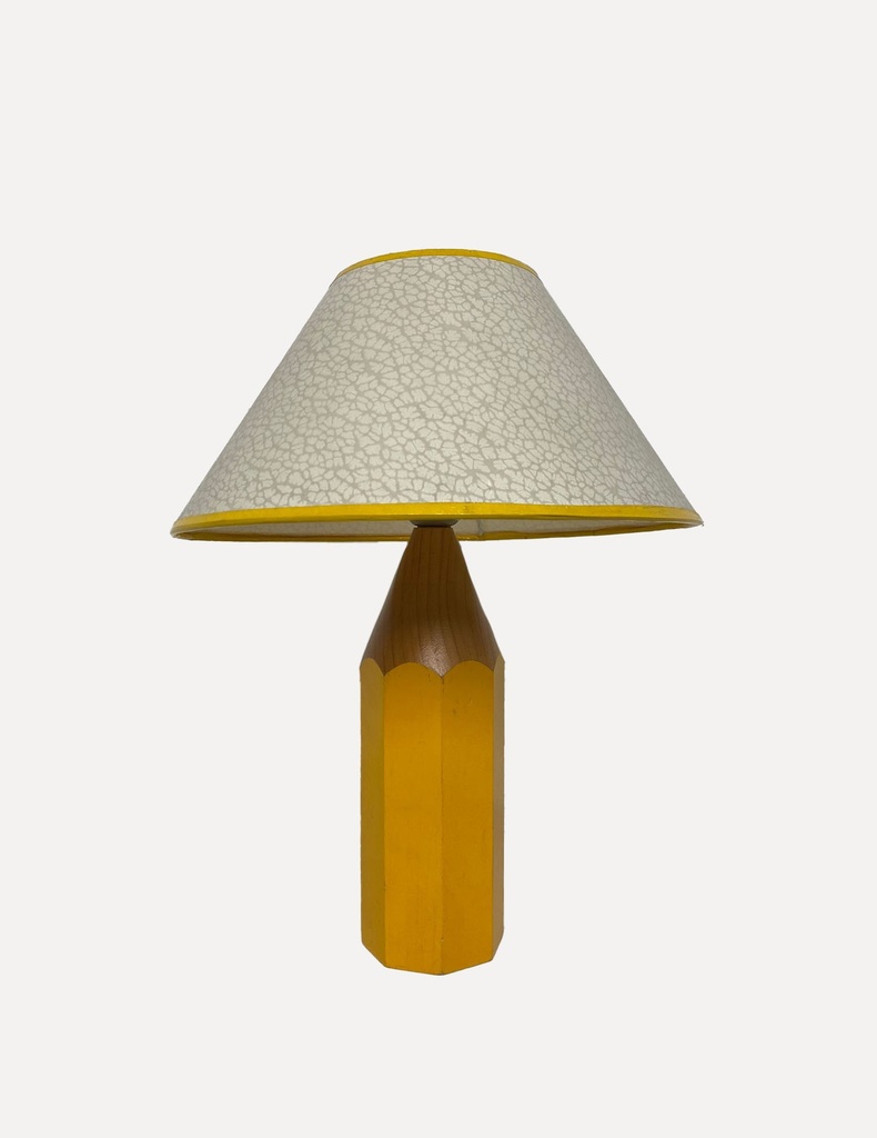 Yellow Pencil Table Lamp with Crackle Shade