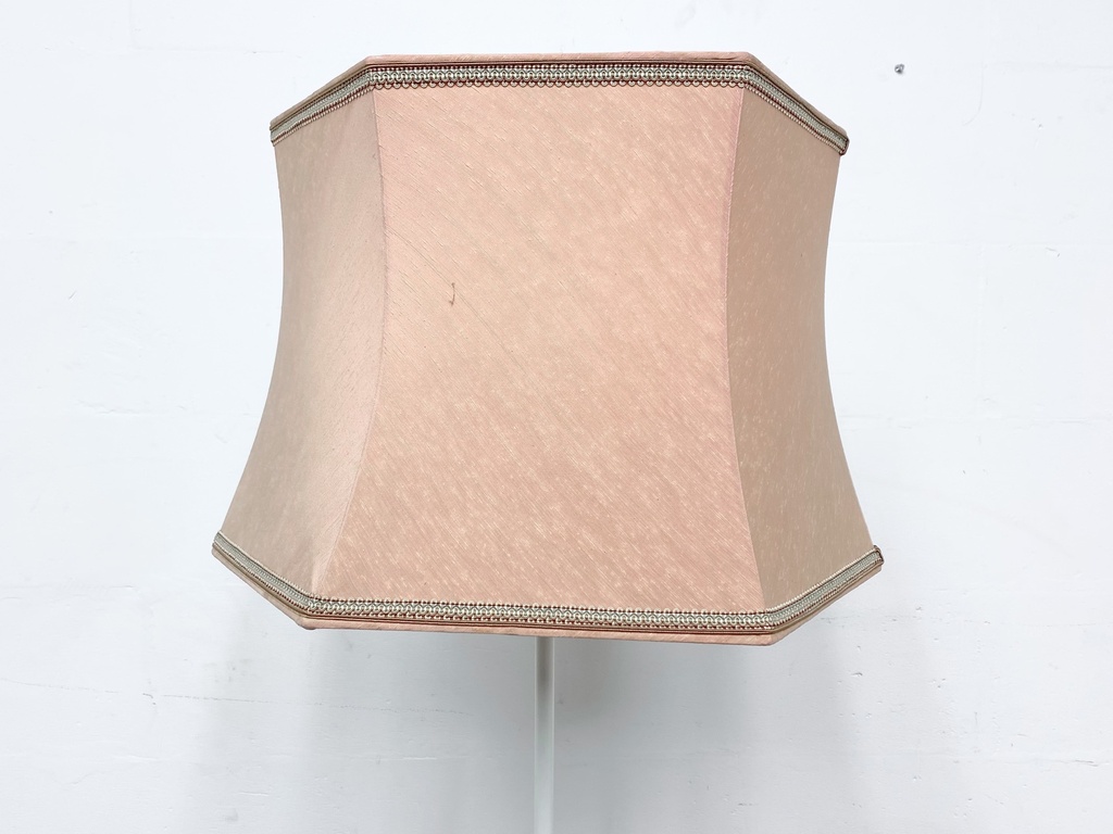 Blush Pink Hexagonal Lamp Shade with Decorative Trim
