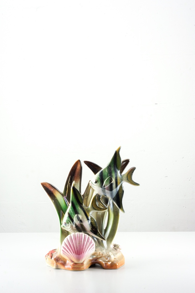 Ceramic Tropical Fish and Seashell Figurine Decor