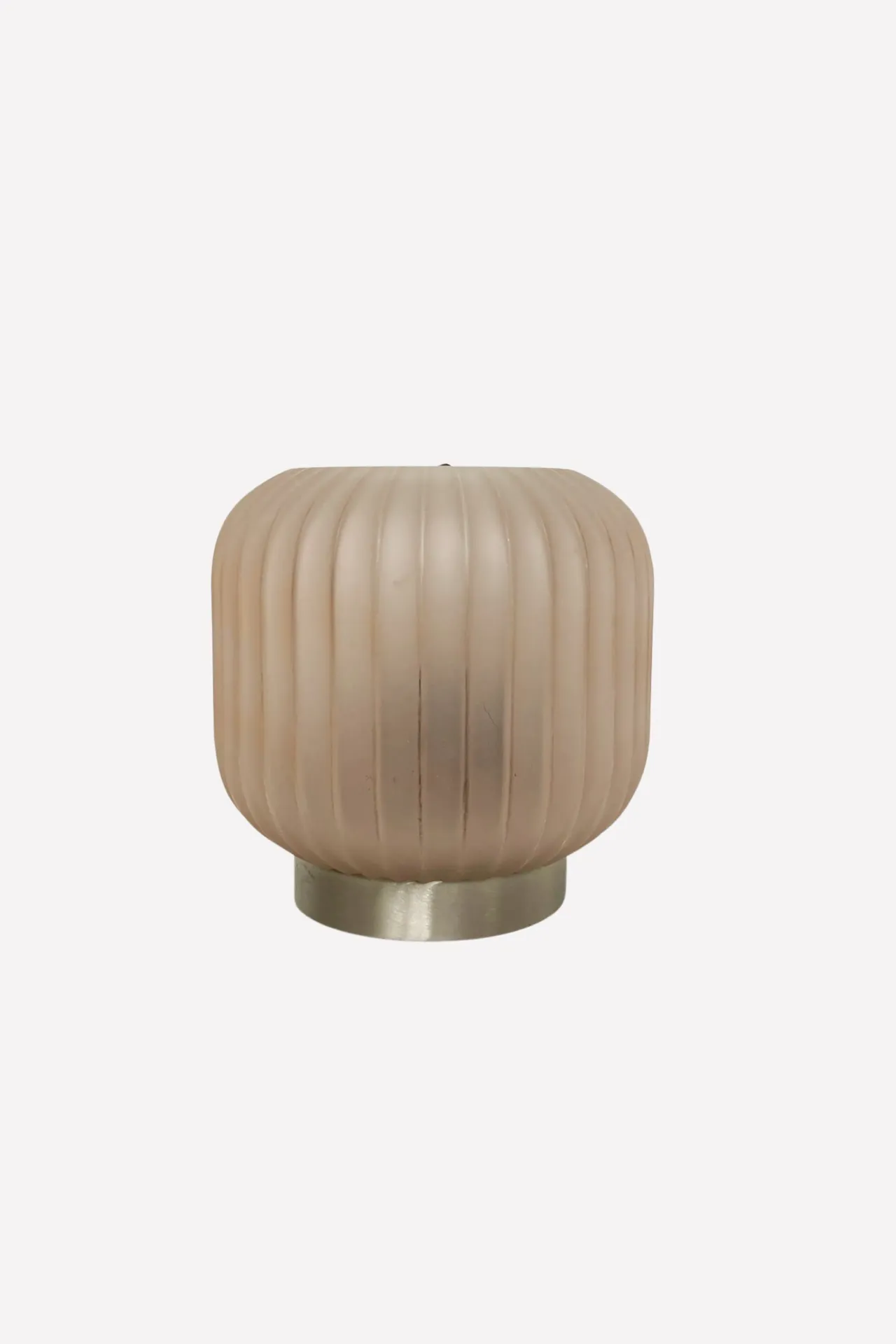 Frosted Blush Ribbed Glass Table Lamp with Metallic Base