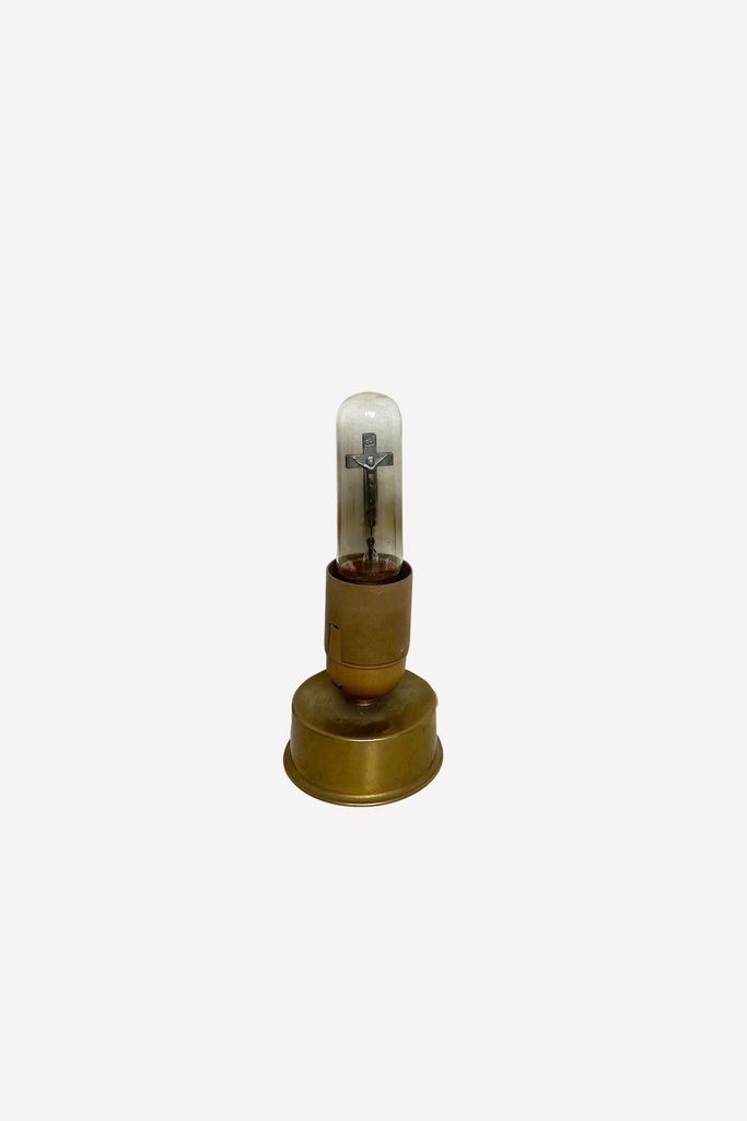 Vintage Brass Stand with Encased Cross Symbol