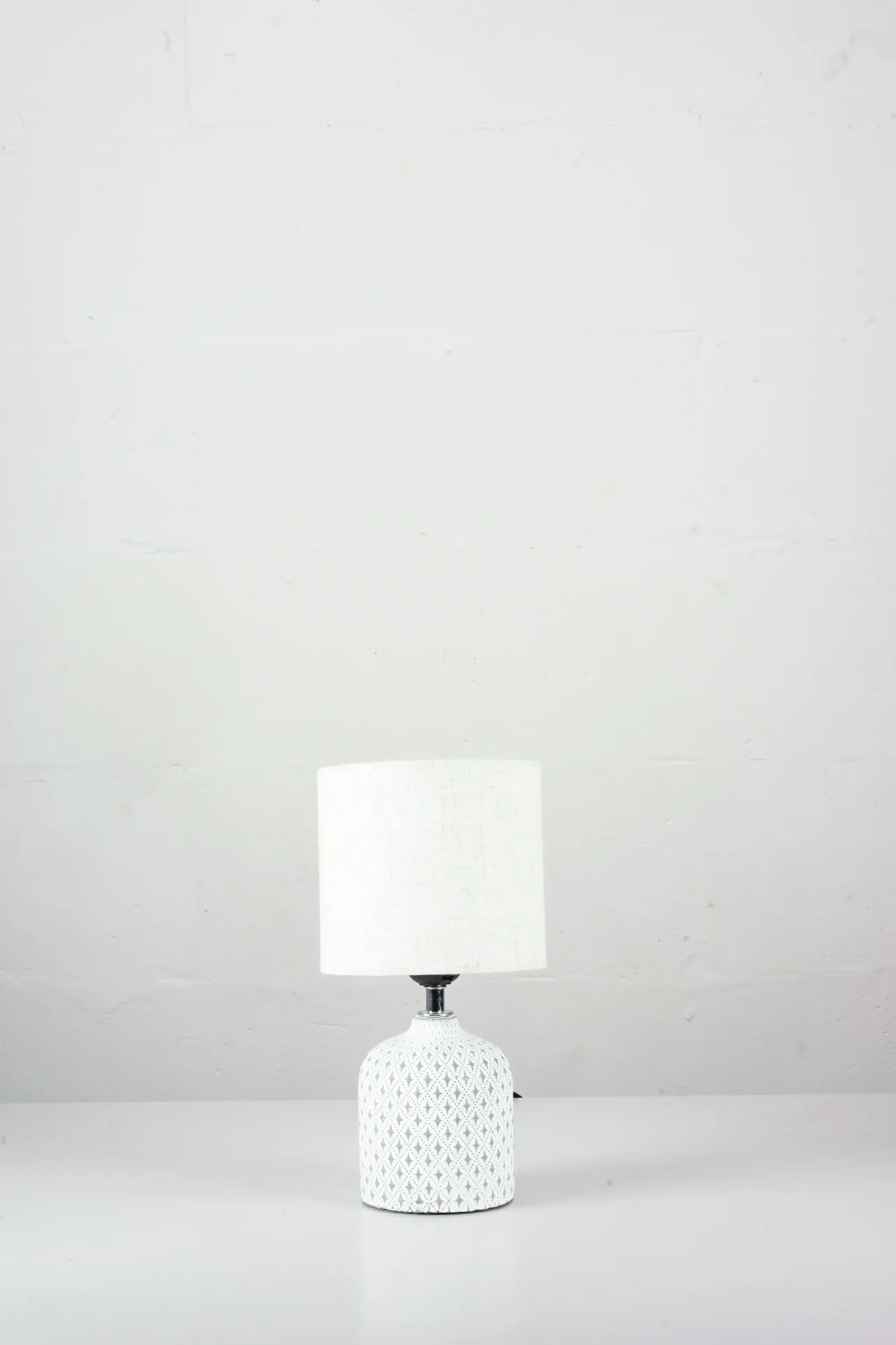 Textured Ceramic Table Lamp with Neutral Shade