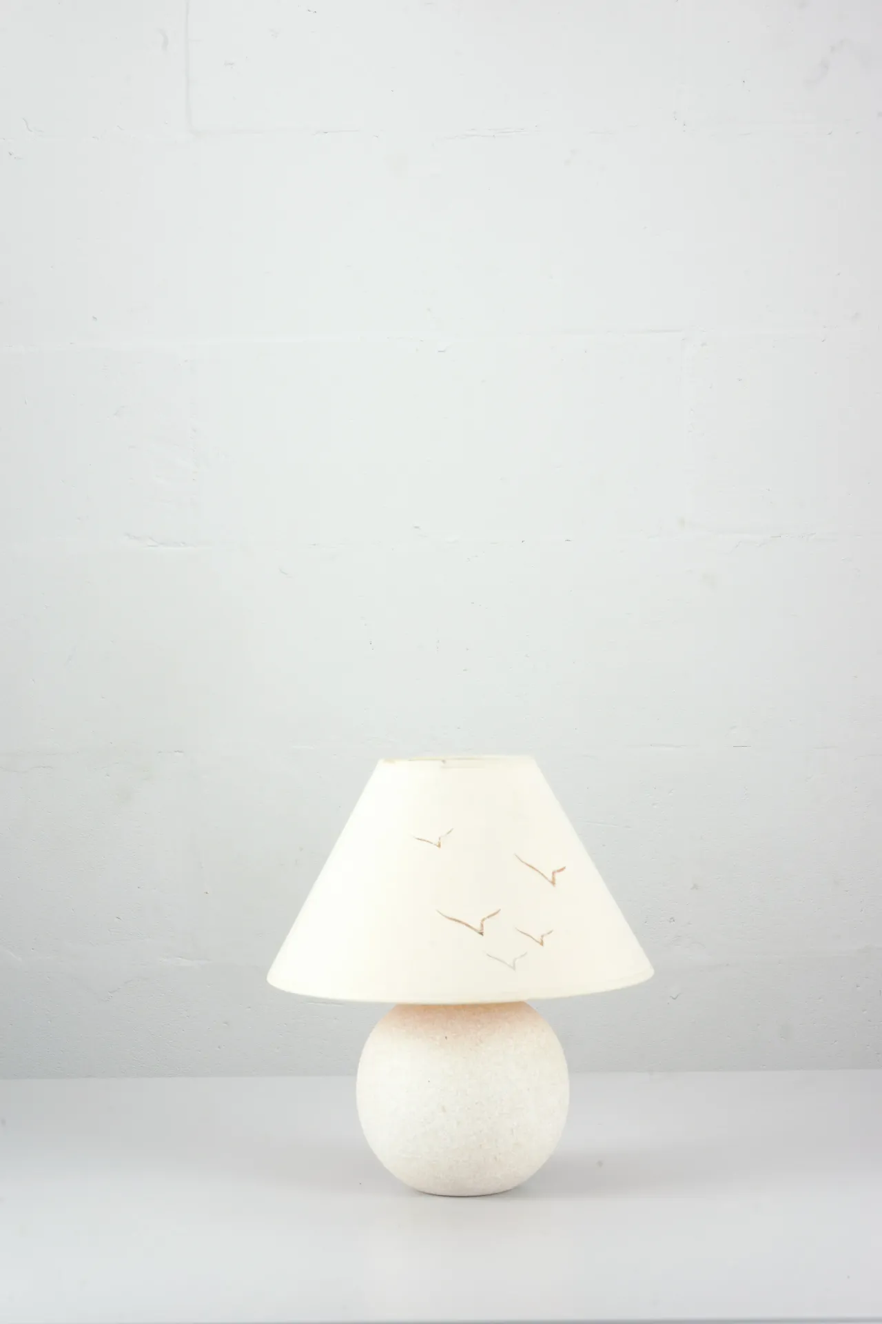 Cream Textured Table Lamp with Bird Motif Shade