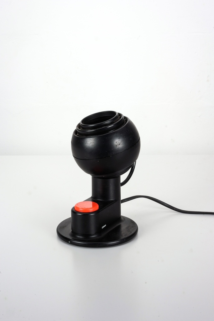 Retro Black Sphere Desk Lamp with Single Red Button
