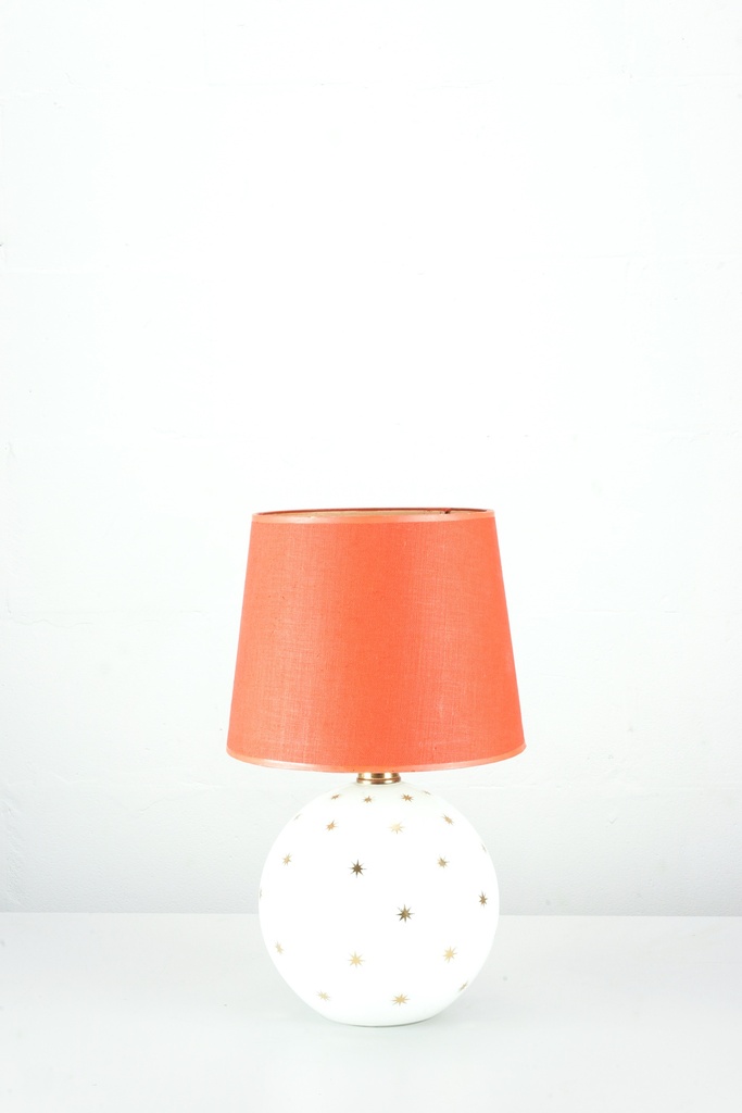 Mid-Century Starburst Globe Lamp with Coral Shade