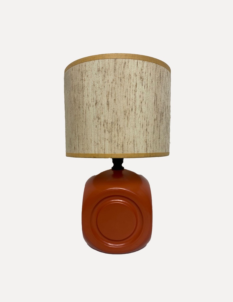 Mid-Century Orange Ceramic Table Lamp with Textured Shade