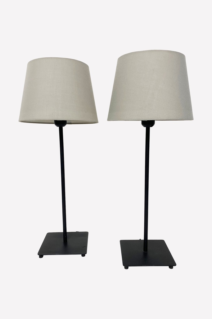Twin Modern Black Base Table Lamps with Neutral Shades