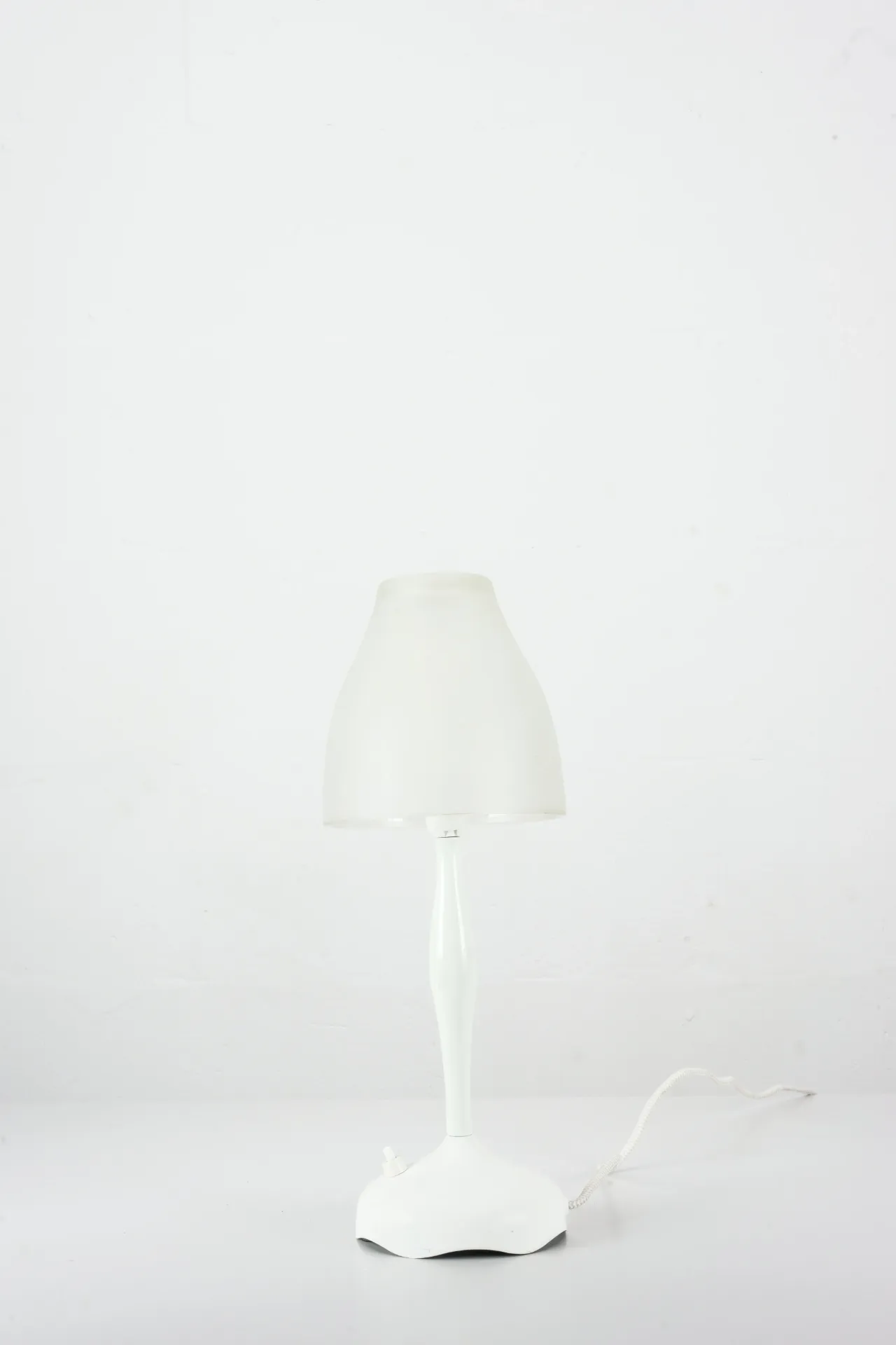 Frosted Glass Table Lamp with Glossy White Base