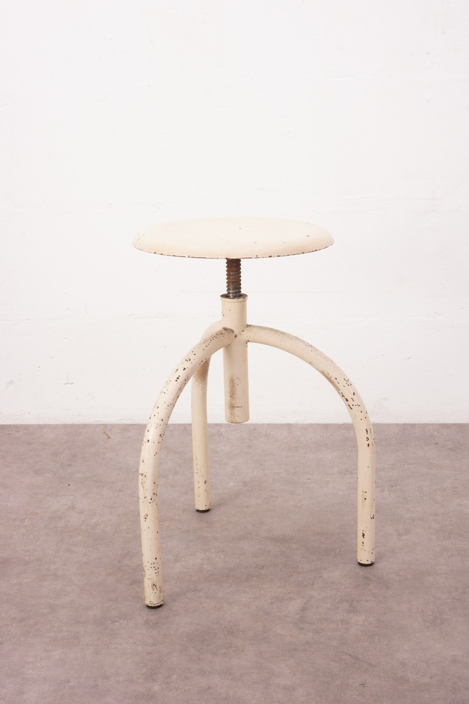 Vintage Industrial Cream Metal Adjustable Stool