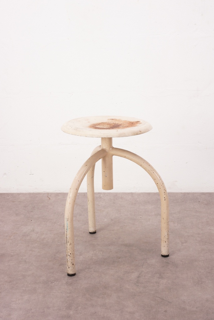 Rustic Industrial Cream Metal Stool
