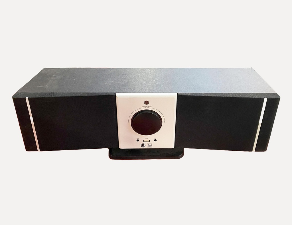 Black Tabletop Compact Stereo Speaker with Volume Dial
