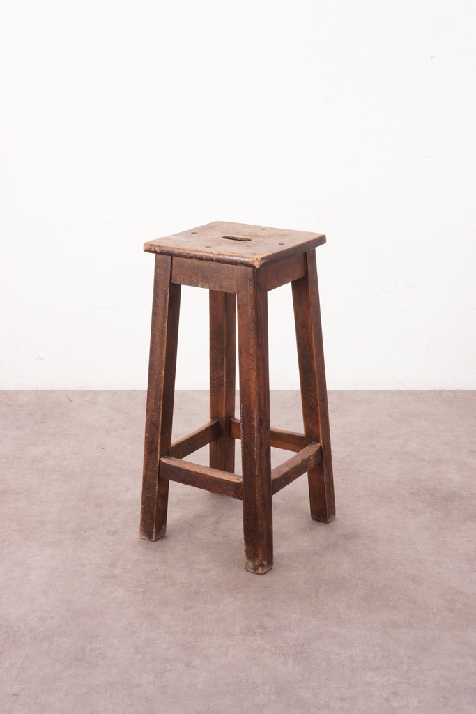 Rustic Wooden Bar Stool with Central Handle Opening