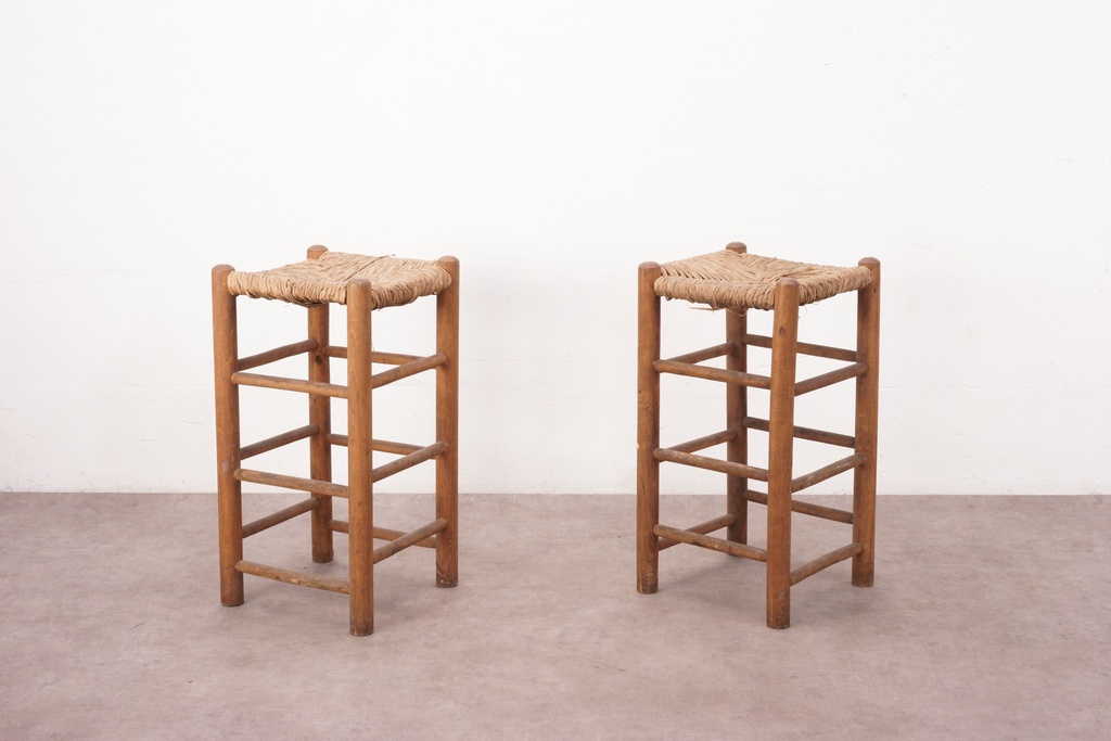 Rustic Woven Seat Bar Stools
