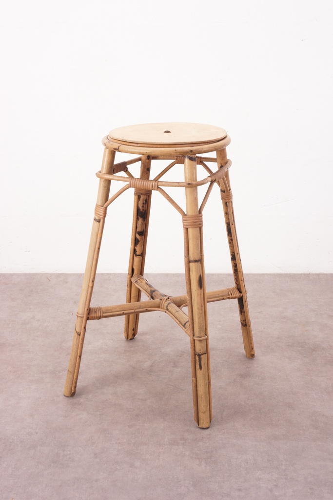 Rustic Bamboo Bar Stool with Woven Details
