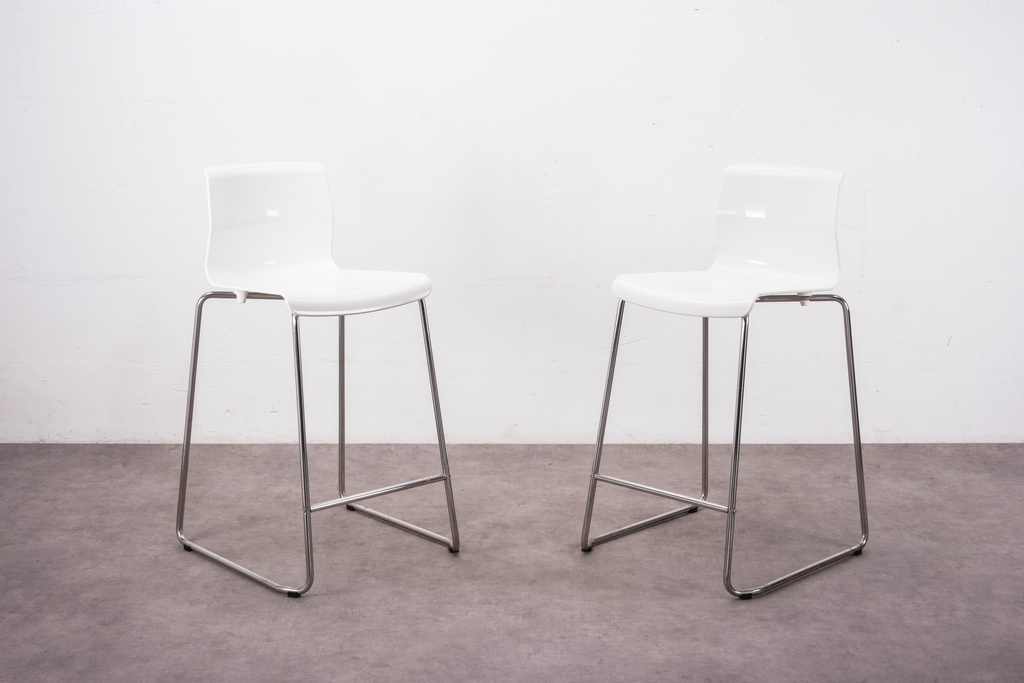 Modern White Bar Stools with Chrome Legs