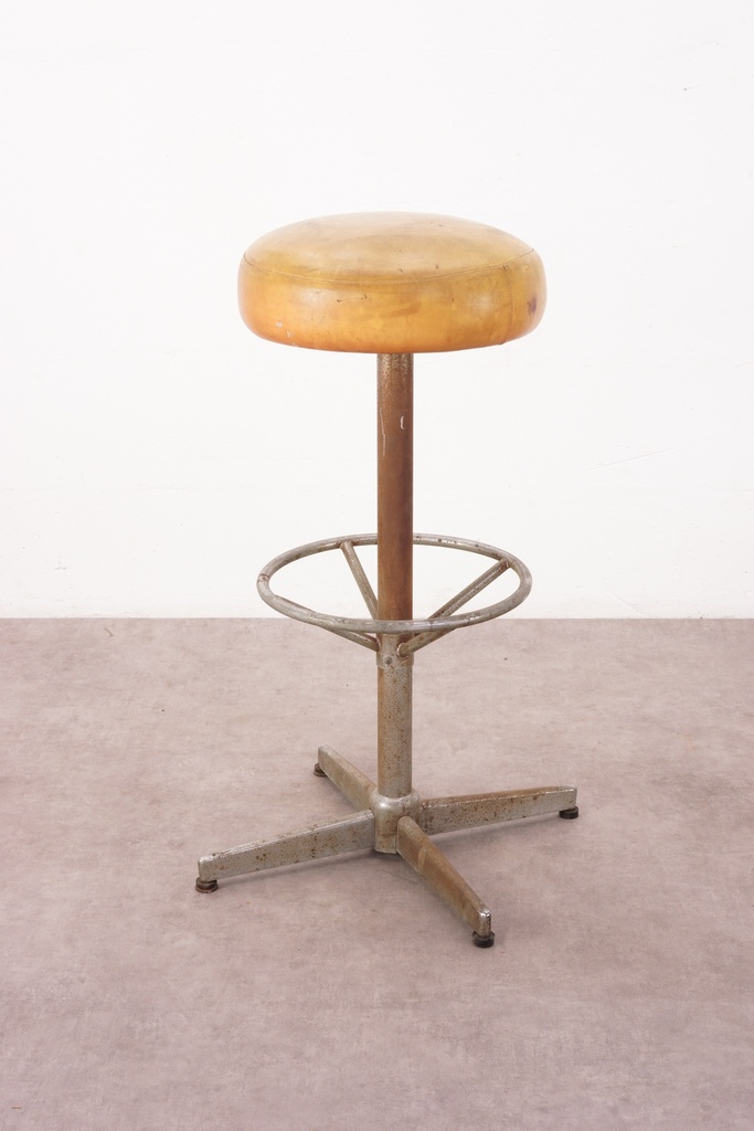 Vintage Industrial Adjustable Stool with Footrest