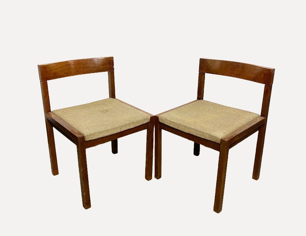 Mid-Century Modern Wooden Side Chair with Woven Seat