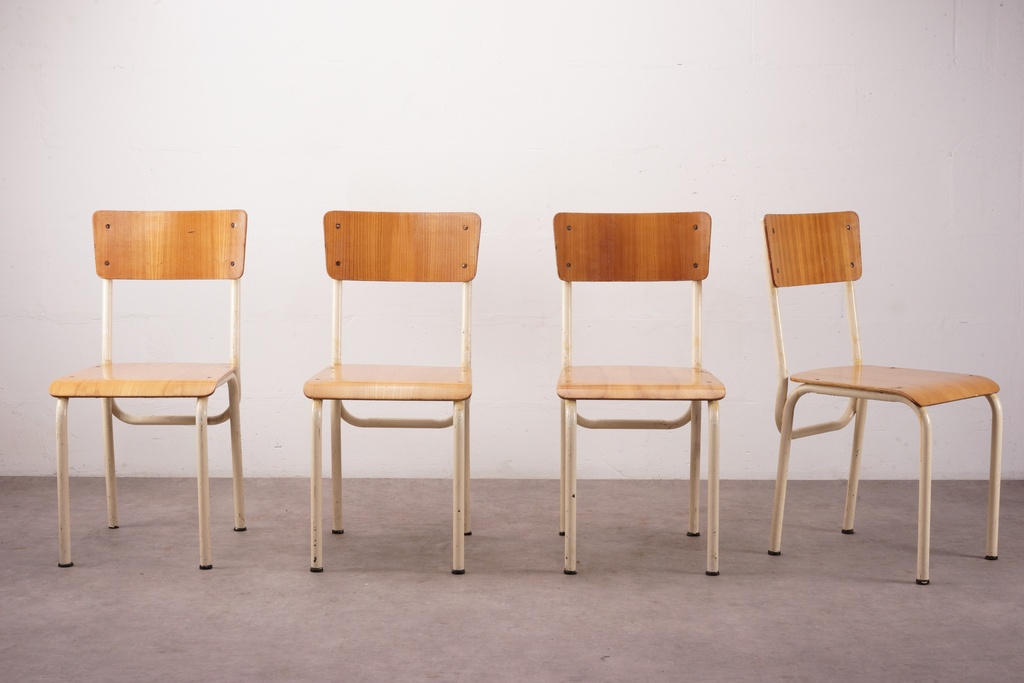 Mid-Century Classroom Chairs Set of Four