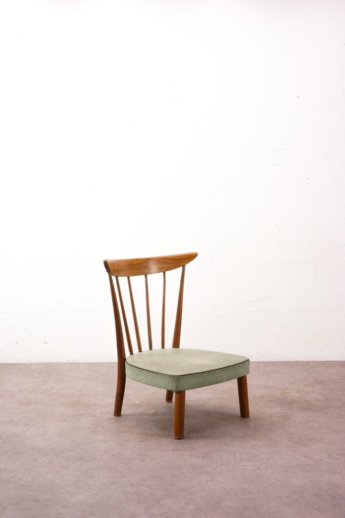 Mid-Century Modern Spindle Back Chair with Sage Green Cushion