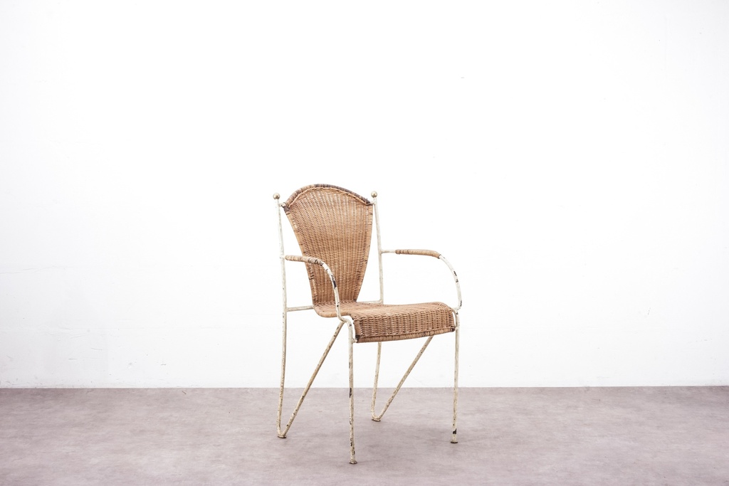 Vintage Wicker and Metal Patio Chair