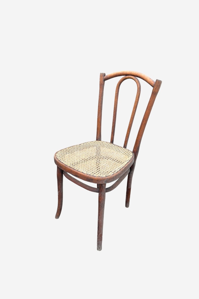 Vintage Bentwood Bistro Chair with Woven Cane Seat