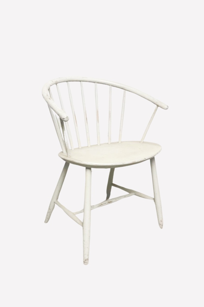 Vintage White Windsor-Style Accent Chair