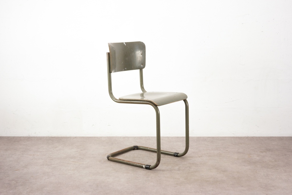 Vintage Industrial Metal Cantilever Chair