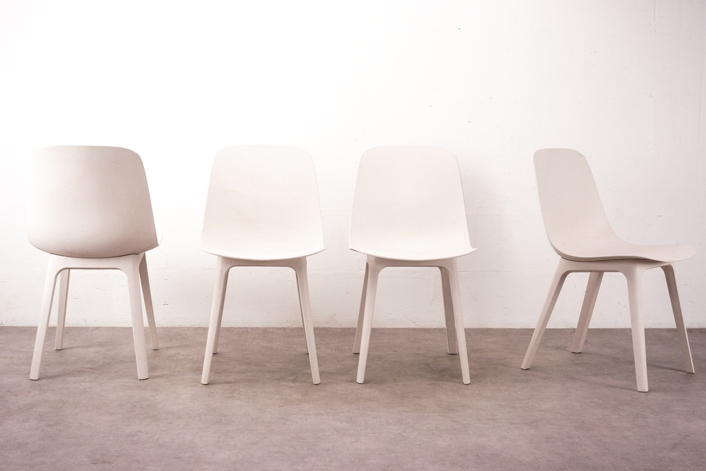 Minimalist Modern White Dining Chairs Set of Four
