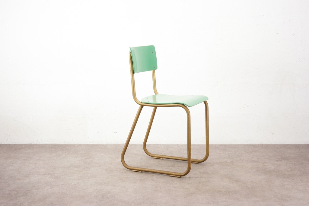 Vintage Green Metal Frame School Chair