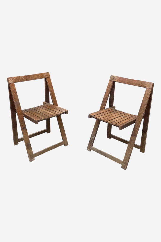 Rustic Wooden Folding Chairs Duo