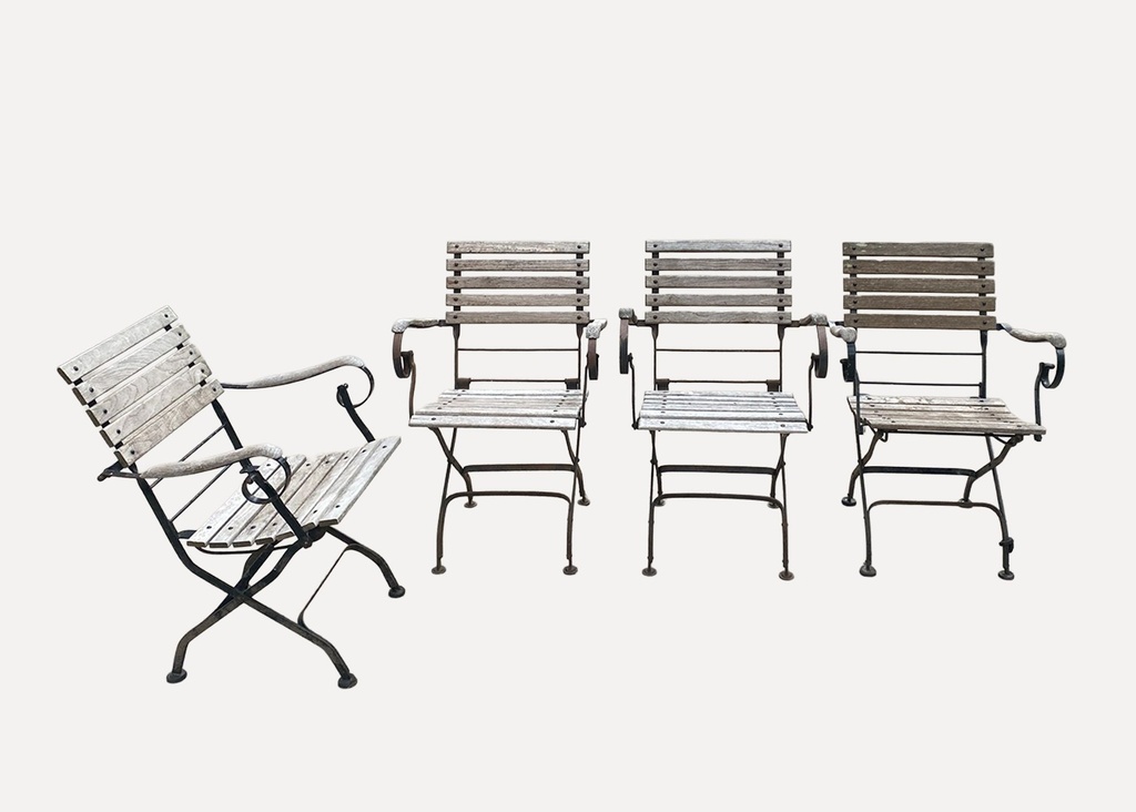 Rustic Foldable Bistro Chairs Set of Four