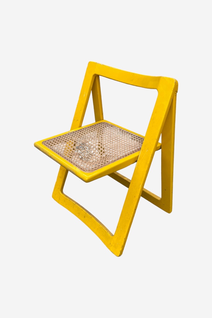 Vintage Yellow Cane Foldable Chair