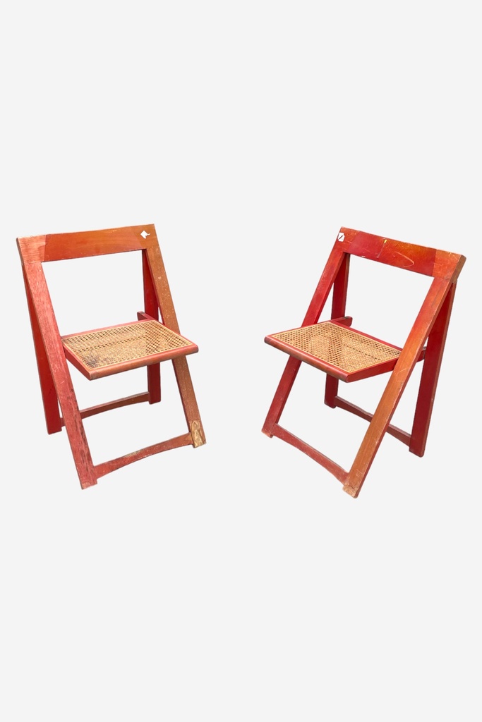 Vintage Red Cane Folding Chairs