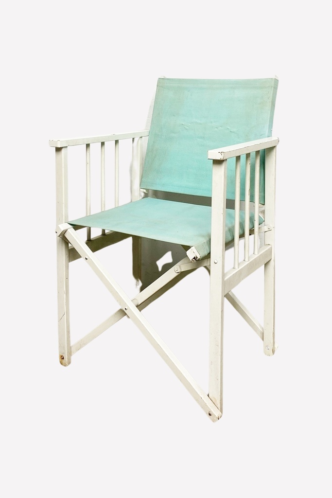 White Frame Director's Chair with Aqua Canvas