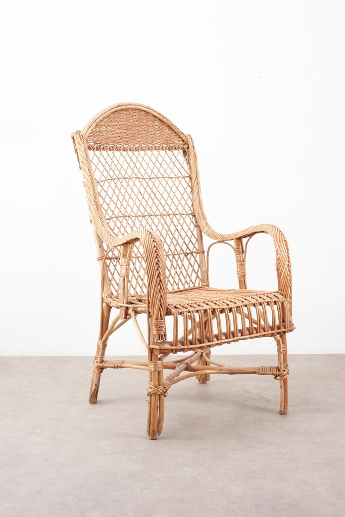 Vintage Woven Rattan Armchair