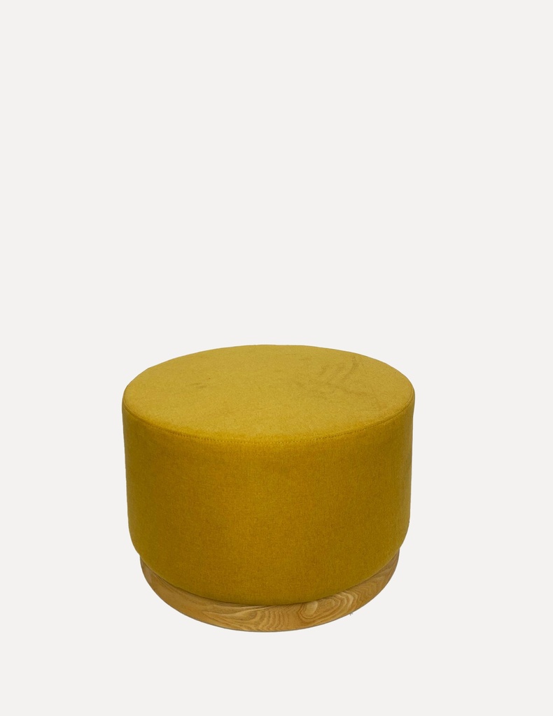 Goldenrod Upholstered Ottoman with Wooden Base