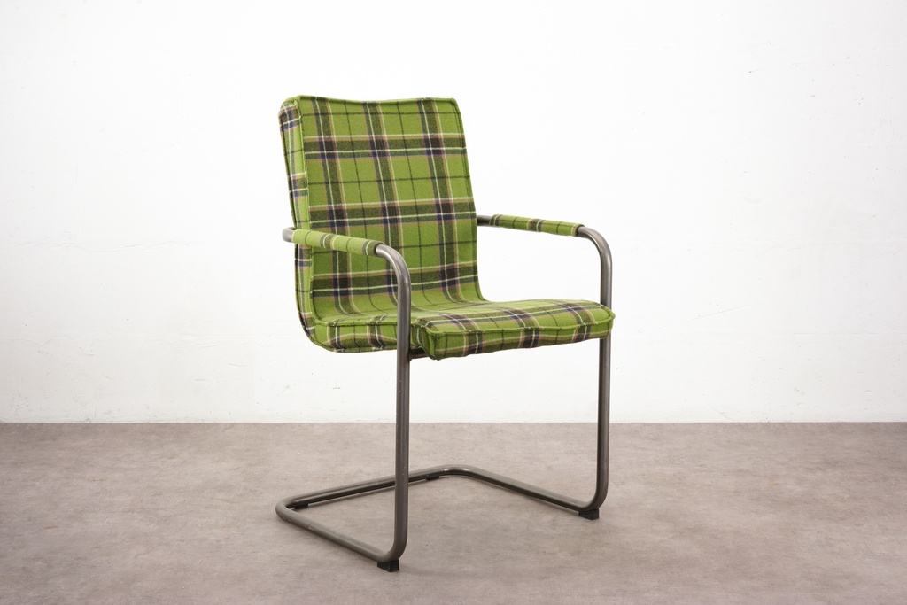 Vintage Green Plaid Cantilever Chair