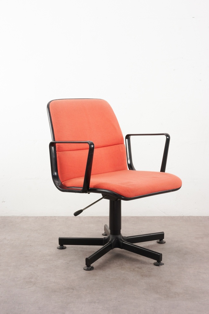 Mid-Century Modern Orange Office Chair with Swivel Base