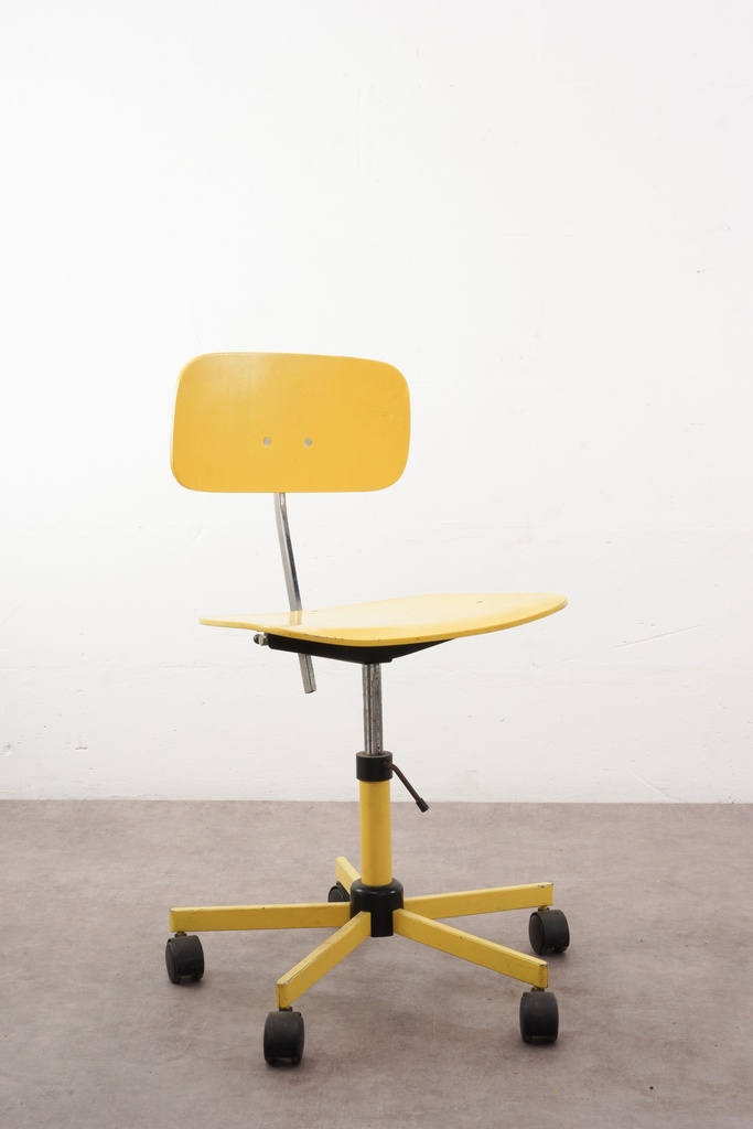 Retro Yellow Swivel Office Chair on Casters