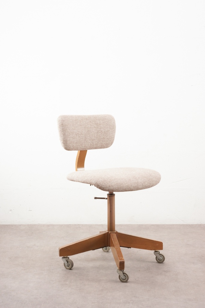 Mid-Century Modern Adjustable Office Chair with Beige Upholstery