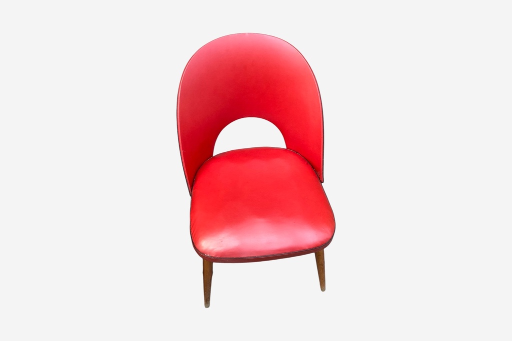 Mid-Century Modern Red Vinyl Accent Chair